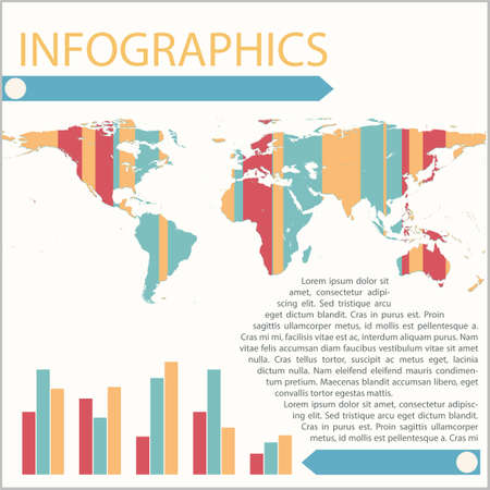 Infographics of a map with a bar graph on a white backgroundのイラスト素材