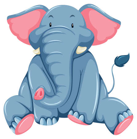 Young blue elephant on a white backgroundのイラスト素材