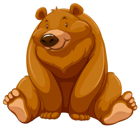 One fat brown bear on a white backgroundのイラスト素材