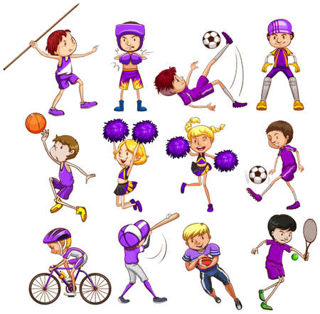 Set of children playing different kinds of sportsのイラスト素材