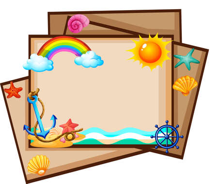 Beach theme design papers on white backgroundのイラスト素材