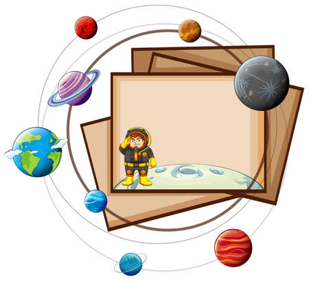 Brown papers with solar system themeのイラスト素材