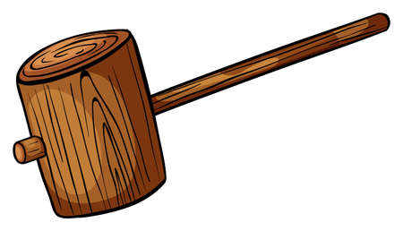 Wooden hammer on white backgroundのイラスト素材