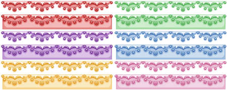 Colorful border patterns on white backgroundのイラスト素材