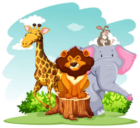 Group of wild animals inthe forestのイラスト素材