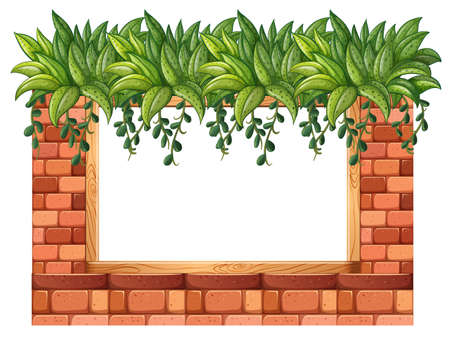 Frame of bricks and plants illustrationのイラスト素材