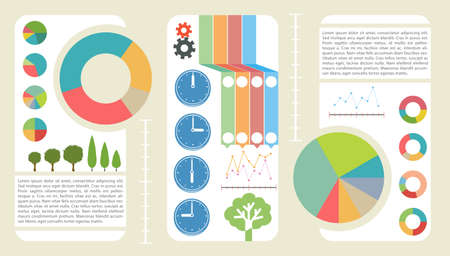 Poster showing graphics and articlesのイラスト素材