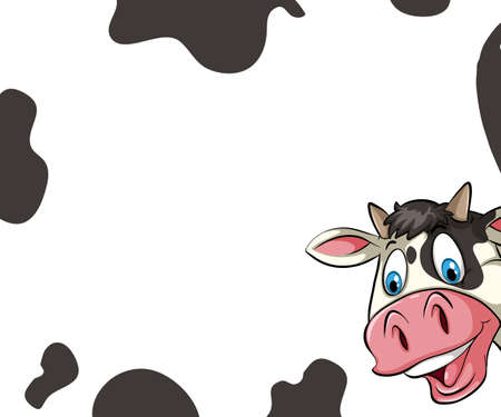 White background with cow theme frameのイラスト素材