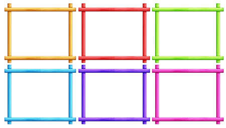 Six colorful frames on white backgroundのイラスト素材