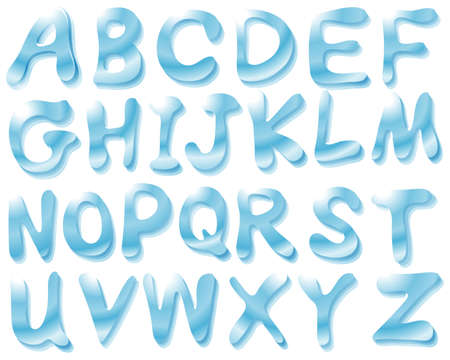 Aqua blue color alphabet fontsのイラスト素材