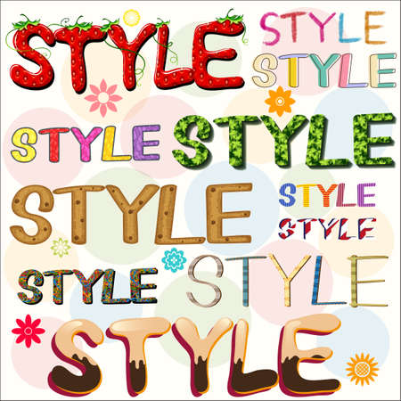 The word 'style' written in different pattern and designのイラスト素材