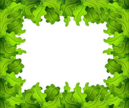 Green leaves design frame on white backgroundのイラスト素材