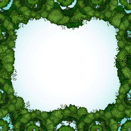 Frame of green leaves and small branchesのイラスト素材