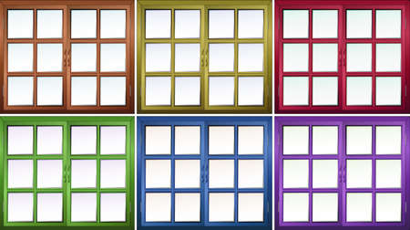 Set of windows in different colorsのイラスト素材
