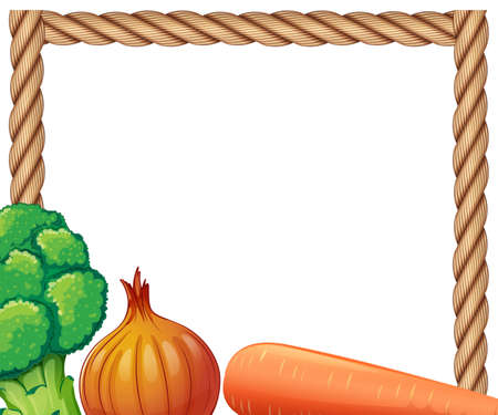 Vegetable frame on white backgroundのイラスト素材