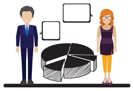 Man and woman presenting informationのイラスト素材