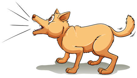 A brown dog barking upwardsのイラスト素材