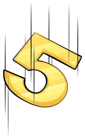 Digit five in yellow colorのイラスト素材