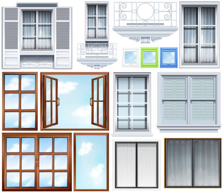 Different designs of windows patternのイラスト素材