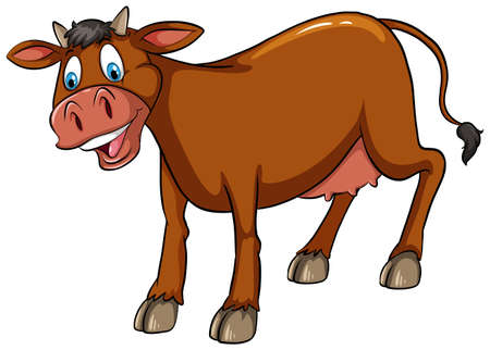 Brown cow standing with white backgroundのイラスト素材