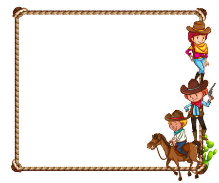 Frame of cowboy theme on white backgroundのイラスト素材