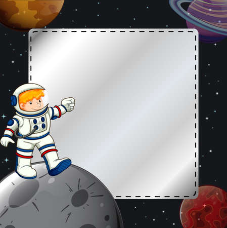 Frame with astronaut and planet designのイラスト素材
