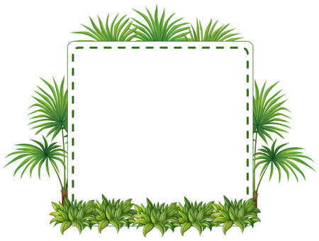 Square shape frame with green leavesのイラスト素材