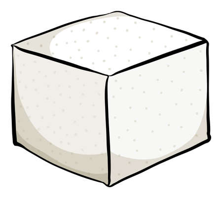 White sugar cube on white backgroundのイラスト素材