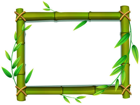 Frame of bamboo and green leavesのイラスト素材
