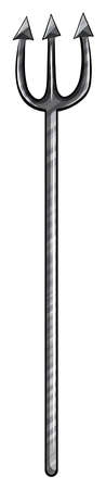 Metal pitchfork on white backgroundのイラスト素材