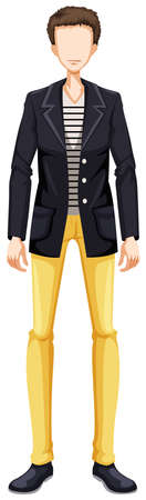 Sketch of a man in black coat and yellow pantsのイラスト素材