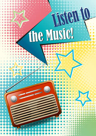 Retro design of poster with antigue radioのイラスト素材