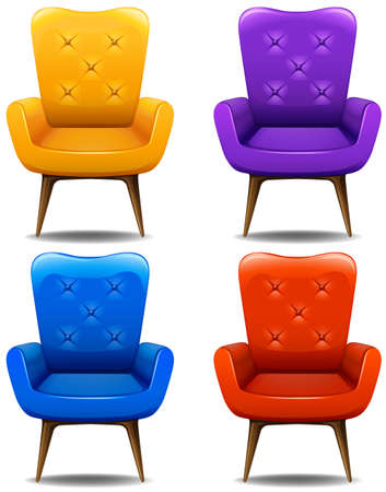 Set of different colors retro design chairsのイラスト素材