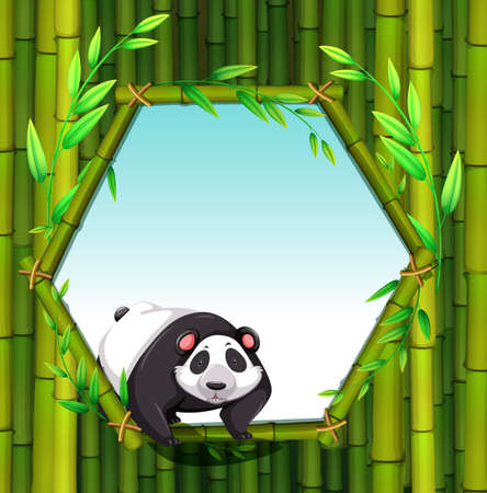 Cute panda with bamboo backgroundのイラスト素材