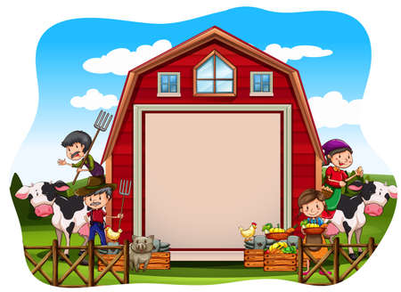 Farmers working in the farmのイラスト素材