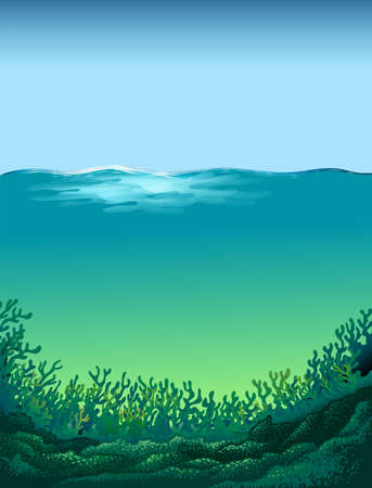 Poster of waves in a green blue seaのイラスト素材