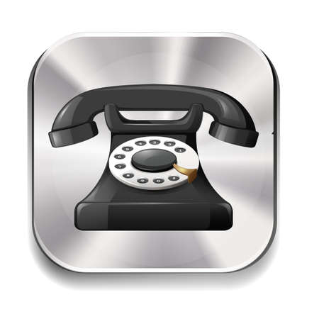 Icon of a retro black and white telephone on a white backgroundのイラスト素材