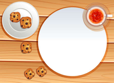 Top view of biscuits and teapのイラスト素材