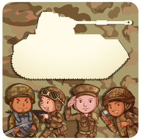 Writing space with soldiers backgroundのイラスト素材