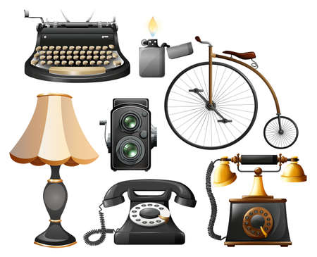Different kind of antique objectsのイラスト素材