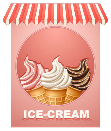 Ice cream cone sign with textのイラスト素材