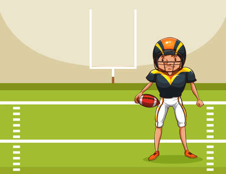 Man playing american football in the fieldのイラスト素材