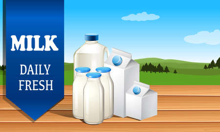 Milk advertisement with text illustrationのイラスト素材