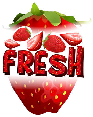 Fresh strawberries with text illustrationのイラスト素材