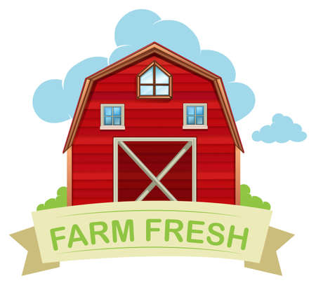 Farm fresh barn on white illustrationのイラスト素材