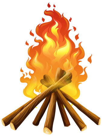 Campfire on white background illustrationのイラスト素材