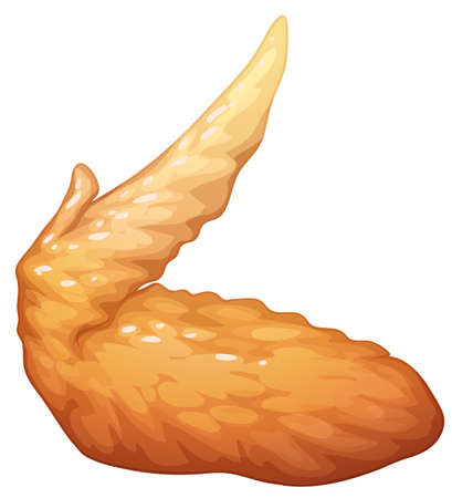 Single fried chicken wing illustrationのイラスト素材