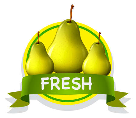 Fresh food label with pears illustrationのイラスト素材