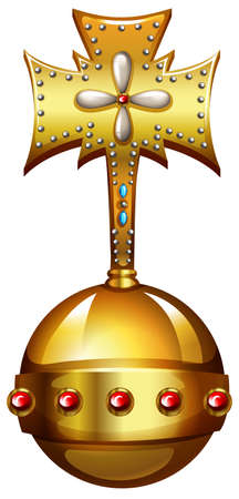 Golden orb with gems illustrationのイラスト素材