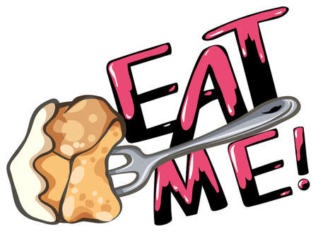 Sign saying eat me with fork and food